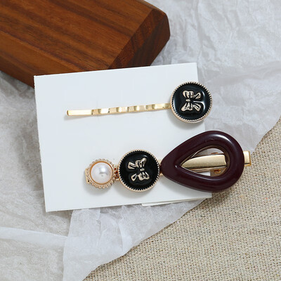 

Pearl Hair Clip Headwear Sweet Candy Color Clip Side Clip Two piece Bow Pearl Alloy Resin Hairpin Headdress Accessories