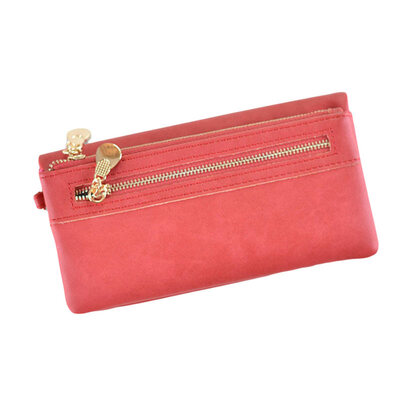 

Lady Simple Solid Color Matte Wallet Multi-slot Faux Leather Wristlet Long Purse