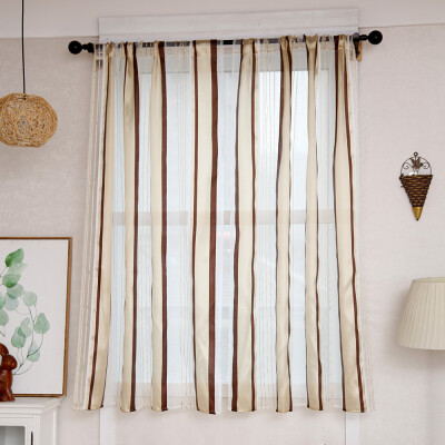 

Semi Sheer Curtain Drape Sheer Window Curtains Vertical Stripes Lace Sheer Curtain 55"X40" 1 Panel