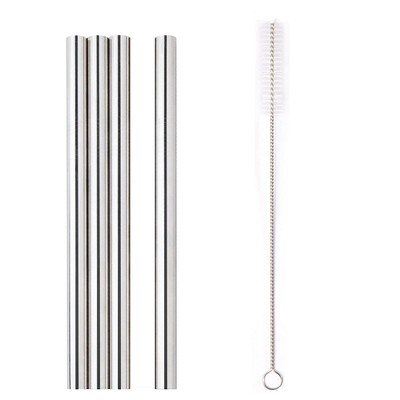 

Siaonvr 4PC Stainless Steel Metal Straws Extra Wide 12mm Reusable Drinking Straws
