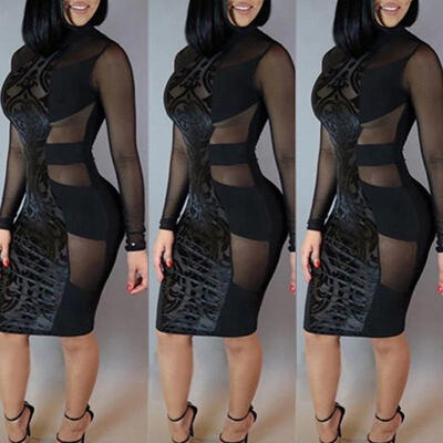 

Fashion Summer Women Long Sleeve Bodycon Casual Party Evening Cocktail Dress