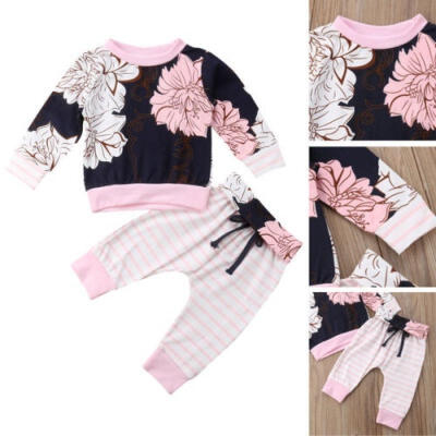 

2PCS Newborn Baby Girls Sweatshirt TopsLong Pants Autumn Outfits Clothes Set