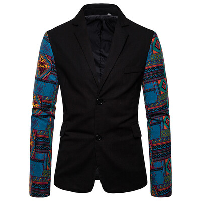 

Mens Business Office Tops Blazer Suit Long Sleeve Slim Fit Vintage Printed Coat