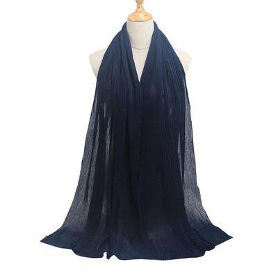 

Women Solid Pleated Scarf Hijabs Oversized Large Muslim Middle East Islam Long Scarves Shawls