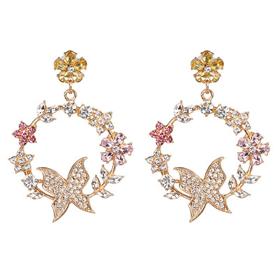 

Ethnic Big Roung Flower Crystal Earrings Boho Wedding Jewelry Accessories Trendy Statement Earrings For Party Girls