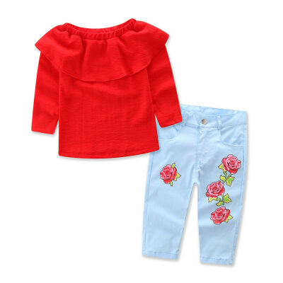 

2PCS Toddler Kids Baby Girls Clothes Outfits T-shirt Tops Denim Jeans Pants Set