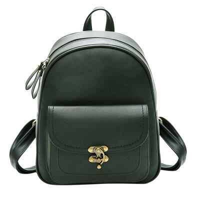 

Vintage Women Backpack PU Leather Shoulder Bag Simple Casual School Bookbag