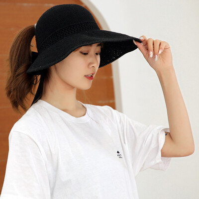 

Hat Lady Spring&Summer Sunshade Cap Outdoor Leisure Sunscreen Sun Cap Japanese Foldable Knitted Empty Top Cap