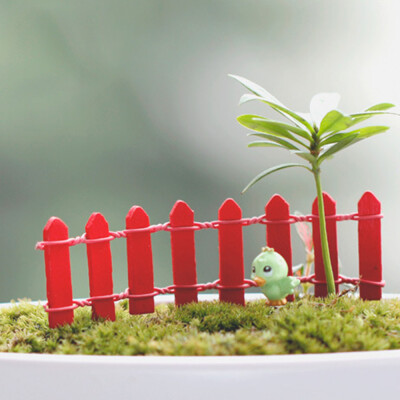 

Gobestart 2pc Wood Fence Palisade Miniature Garden Home Decoration Mini DIY Craft Micro