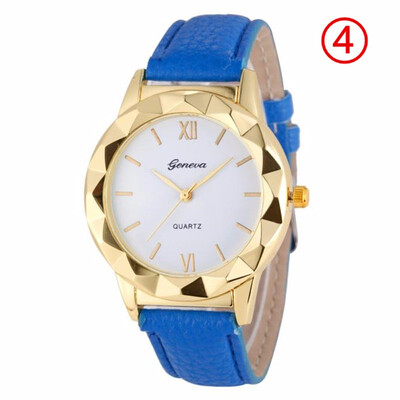

Hot Selling Women Watches Geneva Irregular Dial Ladies Simple Quartz Wristwatch Featured Leather Strap Clock Relogio Feminino
