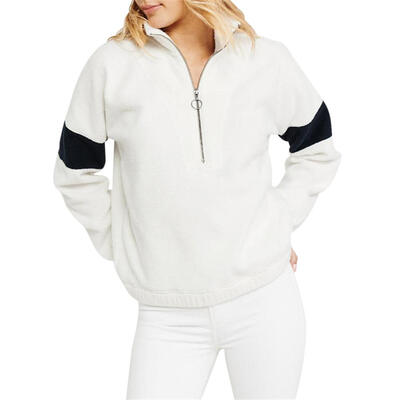 

Fleece Contrast Color Pullovers Tops Women Sweatshirt Female Casual Coat