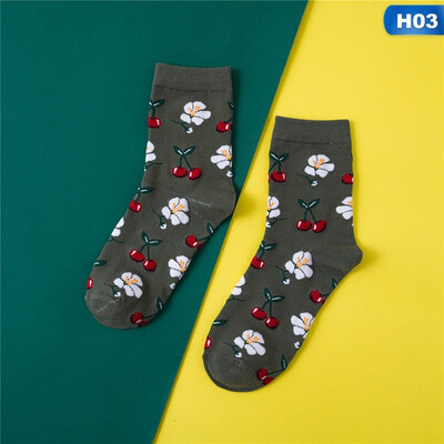 

Women Cotton Socks Fruit Avocado Pineapple Printed Novelty Sport Funny Socks