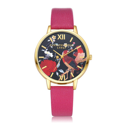 

Casual Women Watches Delicate Rose Scale Dial Ladies Quartz Wristwatch Fashion Leather Strap Clock Simple Zegarki Damskie