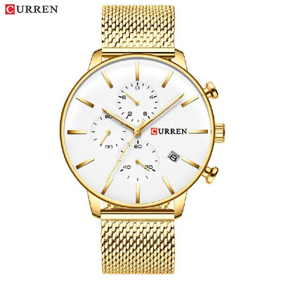 

CURREN 8339 Men Quartz Watch Stainless Steel Band Fashion Multifunction Wristwatch 3ATM Luminous Display Chronograph Calendar Date
