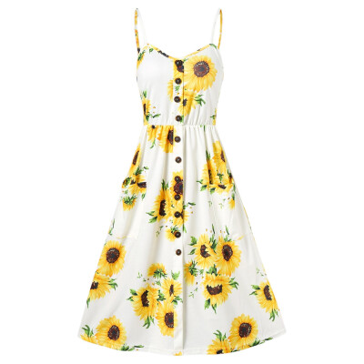 

Spaghetti Strap Sunflower Print Mini Dress