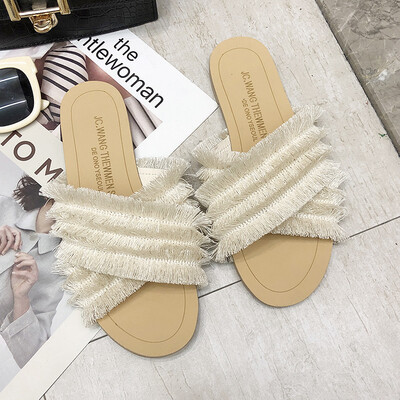 

Slippers women wear summer Korean version of Joker flat bottom drag fashion comfortable fairy sandals