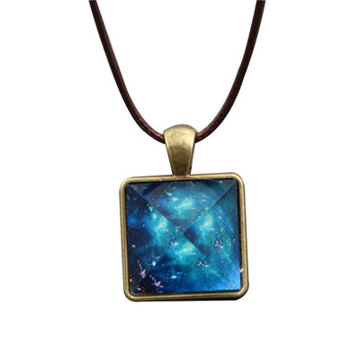 

Glowing Glow in the Dark Pyramid Pendant Outer Space Star Dust Necklace Triangle Geometric Necklace