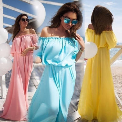 

Sexy Women Summer Boho Long Maxi Evening Party Dress Beach Dresses Chiffon Dress