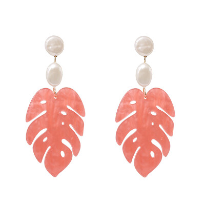 

2019 Personality Brand Leaf Acrylic Plant ZA Dangle Earrings Pearl boucle doreille femme 2019 for Women Party Jewelry Bijoux