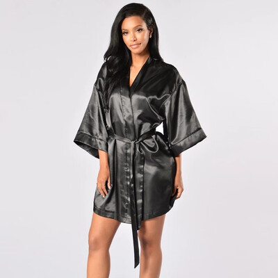 

Toponeto Plus Size Sexy Lingerie Women Silk Lace Robe Satin Bathrobe Sleepwear Pajamas