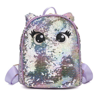

Cute Eyes Print Small Backpacks Preppy Women Sequins Shoulder School Bags