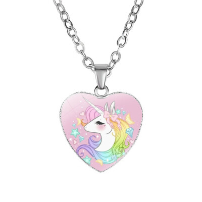 

Unicorn Necklace Pegasus Heart Shape Charm Alloy Pendant for Girls Women Birthday Party Gifts