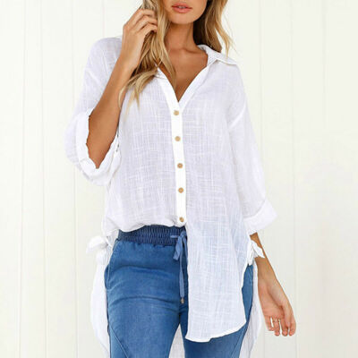 

Women Long Sleeve Cotton linen T-Shirt Blouse Ladies Casual Loose Tunic Tops