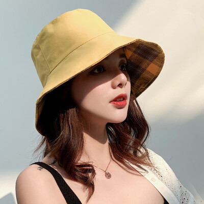 

Fashion Women Wide Brim Cotton Double Side Sun Hat Summer Outdoor Holiday Accessory Bucket Hat Fisherman Cap