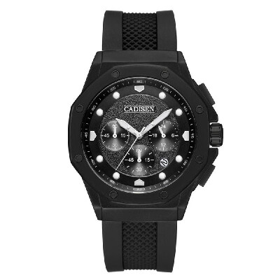 

Cadisen Watch Men Sport Chronograph Clock Quartz Wristwatch Silicone Strap Watch Men