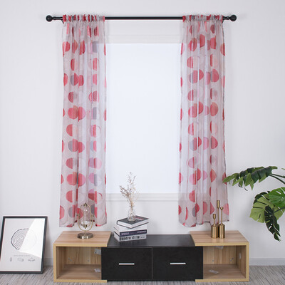 

Gobestart Leaves Curtain Tulle Window Treatment Voile Drape Valance 2 Panel Fabric