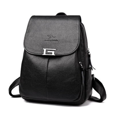 

Soft leather backpack ladies outdoor leisure bag