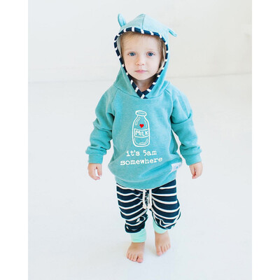 

2Pcs Newborn Infant Baby Boy Girl Clothes Set Striped Hooded TopsPants Outfits