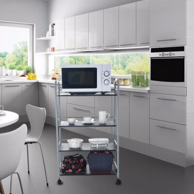 

Gobestart Kitchenware 4-Shelf Storage Rack Microwave Oven Holder Wheeled Trolley