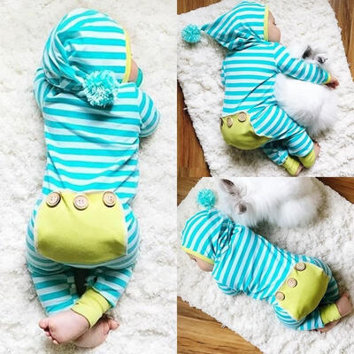 

Newborn Infant Baby Boys Girls Romper Bodysuit Jumpsuit Outfits Striped Clothes