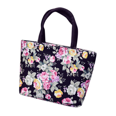 

Reusable Shopping Bag Eco Women Handbag Foldable Beach Bag Daily Use Shoulder Bag Flower Printed Casual Canvas Tote Satchel YJ