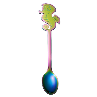 

Toponeto Cute Seahorse Long Handle Spoons Flatware Coffee Drinking Tools Kitchen Gadget