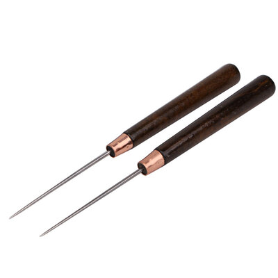 

2 Pcs Solid Wood Handle Drillable Awl Leather Craft Cloth Professional Stitching Sewing Repair Tools
