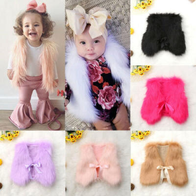 

US Winter Warm Baby Girls Toddler Kids Faux Fur Vest Gilet Outerwear Coat Jacket