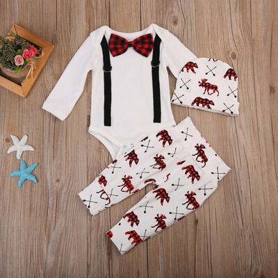 

Toddler Kids Baby Boys Infant Rompers Bodysuit Deer Long Pants Outfits Clothes