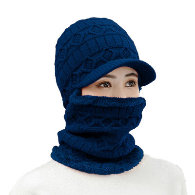 

2019 new adult winter hat ladies winter thickened warm hat neck body knitted wool sleeve head hat