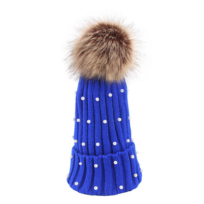 

Tailored Women Winter Crochet Hat Faux Fur Wool Knit Warm Cap