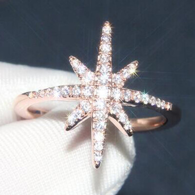 

New Rice Word Snowflake Ring Meters Word Snow Zircon Ring Ladies Jewelry Gifts For Women