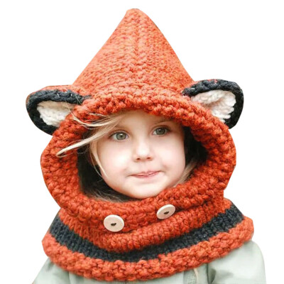 

New Design Cat Fox Ear Winter Windproof Baby Hats&Scarf Set