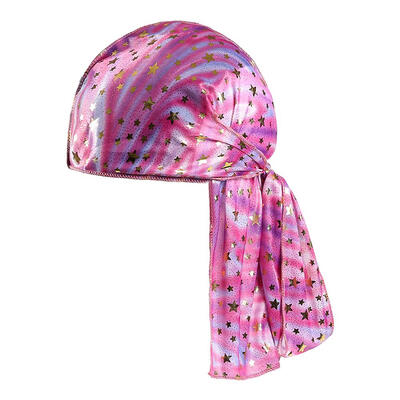 

Hip Hop Kids 2 Layer Pirate Headscarf Long Tail Bandanas Laser Headwrap Cap