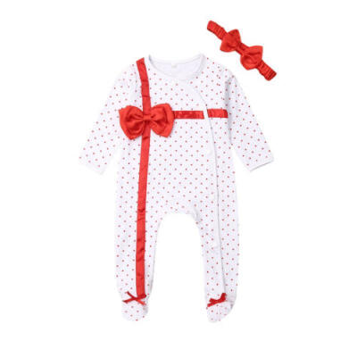 

US Newborn Baby Girl Boy Gift Outfit Romper Headband Xmas Birthday Clothes 0-12M