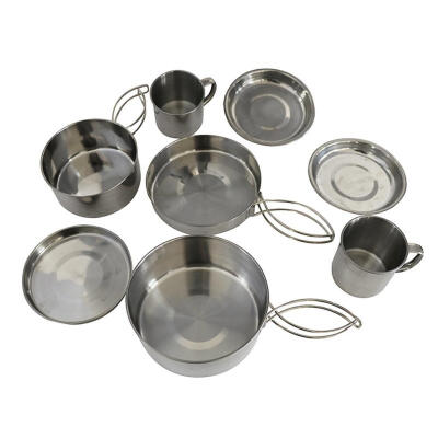 

8pcs Outdoor Cookware Set Stainless Steel Pots Pans Cooking Tableware Kit