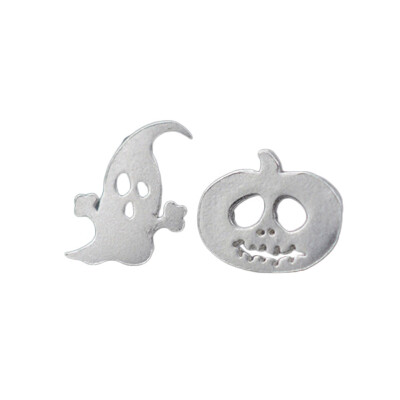 

Halloween Pumpkin Ghost Silver Hollow Cute Party Jewelry Earring Ear Stud