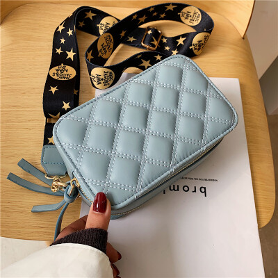 

Korean version 100 lap bag small fresh rhombus broadband small square bag new 2019 fashion womens bag ins oblique satchel