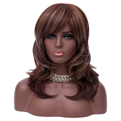 

Medium Side Bang Highlighted Layered Slightly Curled Synthetic Wig