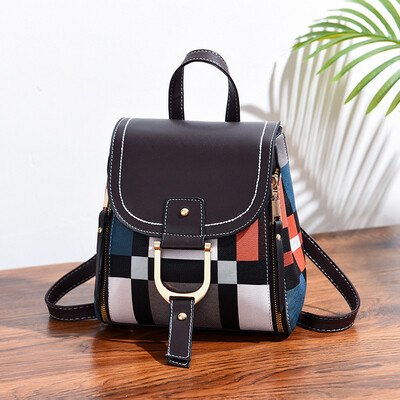 

Color matching Harajuku style student shoulder bag hit color portable backpack large capacity magnetic buckle bag womens
